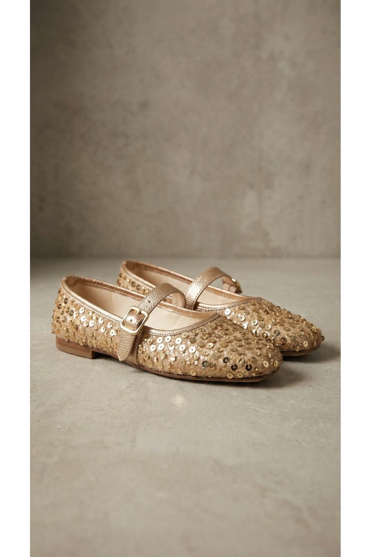 Beyond   Kadın Altın Tokalı Pullu Babet 1cm BYNDPUL01 - Görsel 6