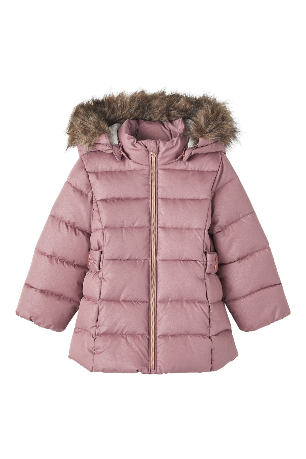 name it Gül Kurusu Kız Bebek Kapüşonlu Normal Bel Kürklü Mont NMFMERETHE JACKET3 GLITTER NOOS fotoğrafı 6 (önizleme)