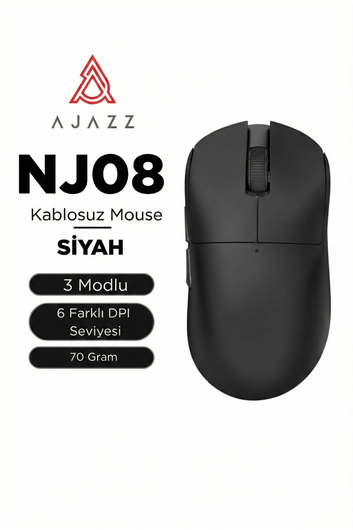 Ajazz NJ08 Ergonomik Kablosuz Ofis/Oyuncu Mouse-3 Modlu Kullanım-6