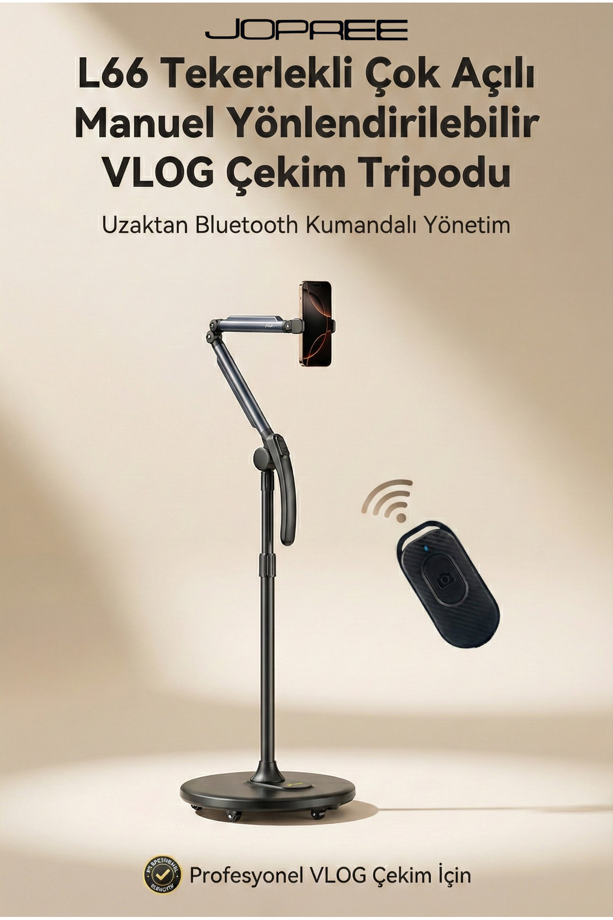 Jopree L66 Tekerlekli Çok Açılı Manuel Yönlendirilebilir Kumandalı