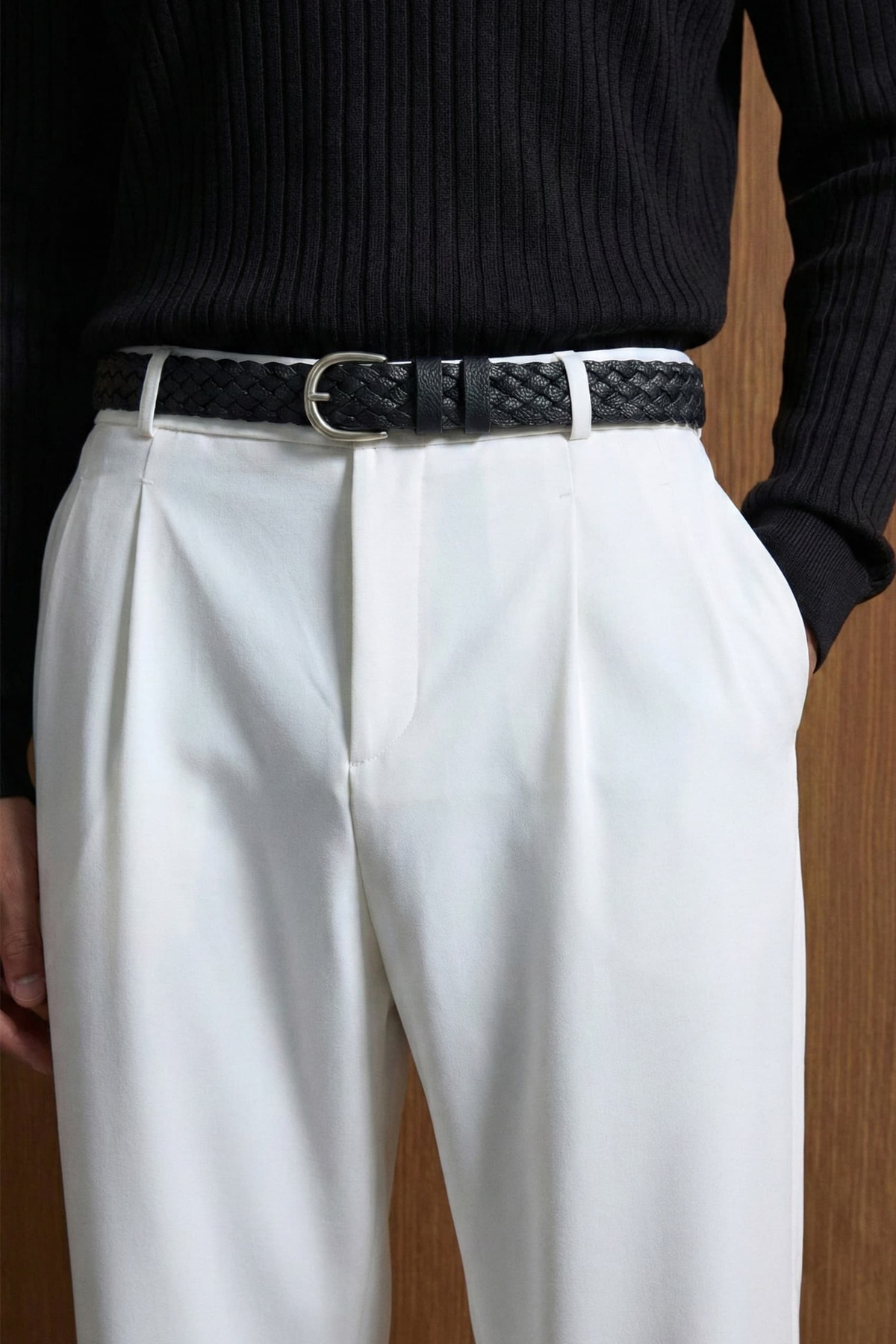 ablukaonline  Erkek İnce Örgü Metal Tokalı Kemer Siyah - Görsel 2