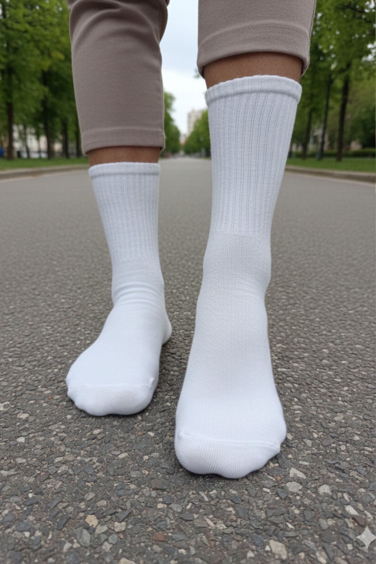 YASYAS  6 Çift Beyaz Pamuklu Tenis Kolej Çorap-Yetişkin ve Çocuk - Görsel 4