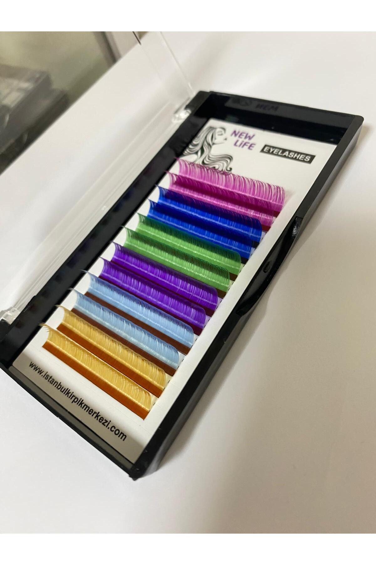 مژه مصنوعی ابریشمی رنگی ترکیبی 0.07 D فر، طول 14 میلی‌متر - رنگ‌های ترکیبی — RK00714MM — تصویر 4 از 4