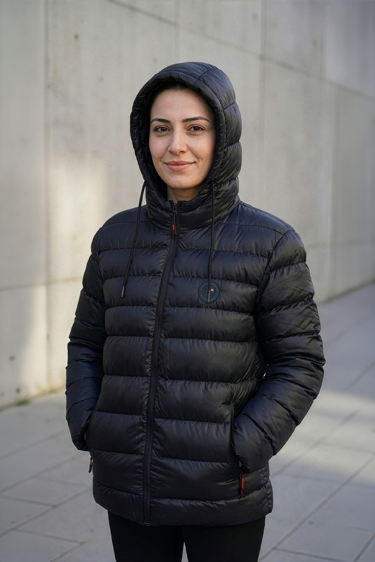 D1fference  Kadın Kışlık Şişme Mont Sıcak Tutan Dolgu İçi Astarlı Su İtici Rüzgar Geçirmez Kapüşonlu Spor Mont - Görsel 6