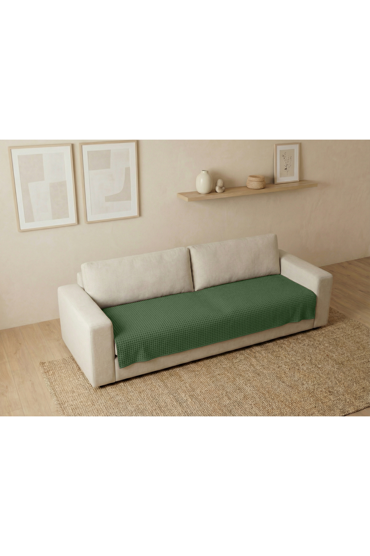 Waffle Pattern Unfringed Seat Cover/TV Blanket 100x200cm
