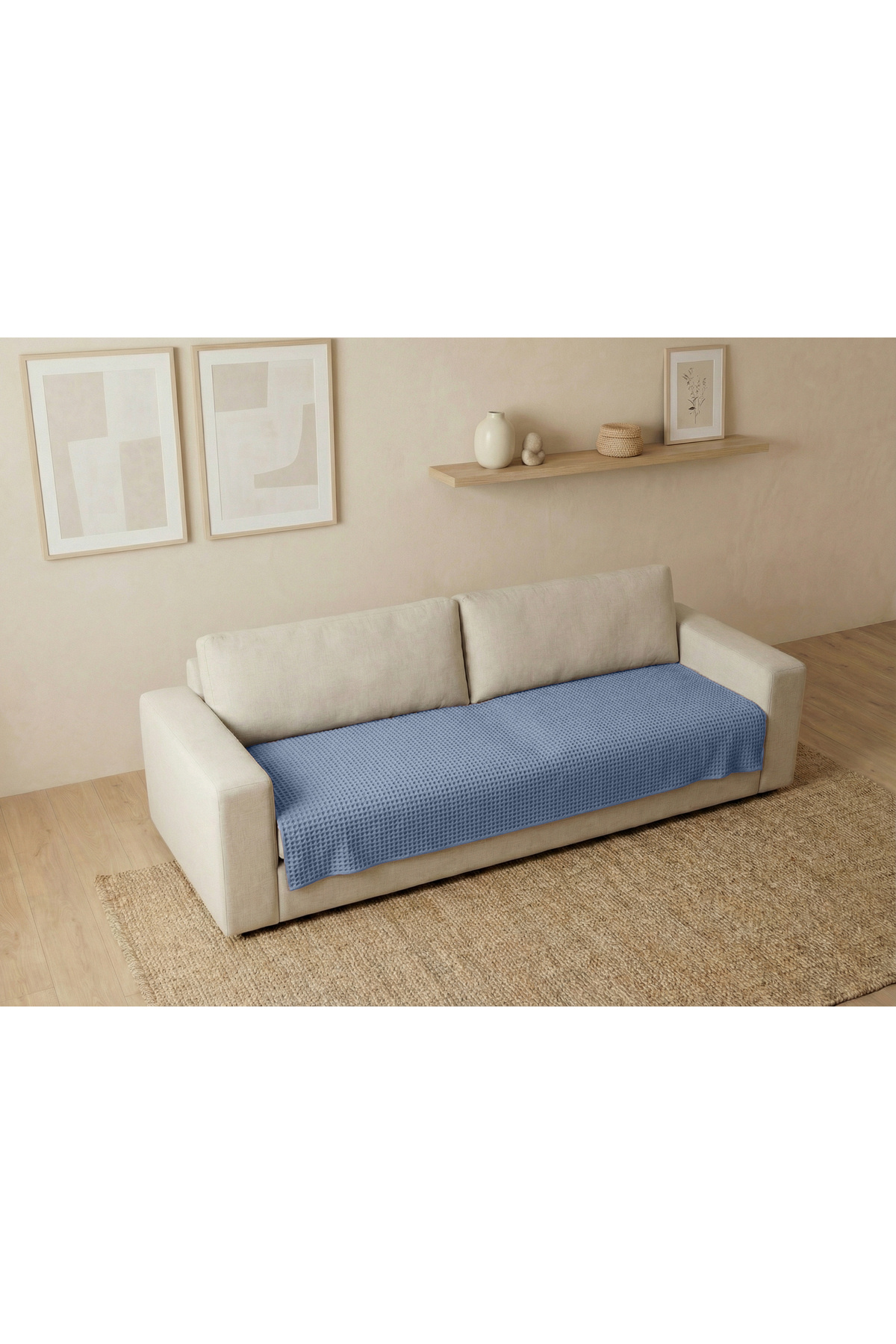 Waffle Pattern Unfringed Seat Cover/TV Blanket 100x200cm
