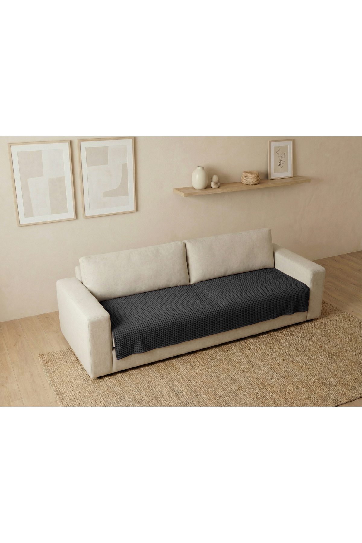 Waffle Pattern Unfringed Seat Cover/TV Blanket 100x200cm