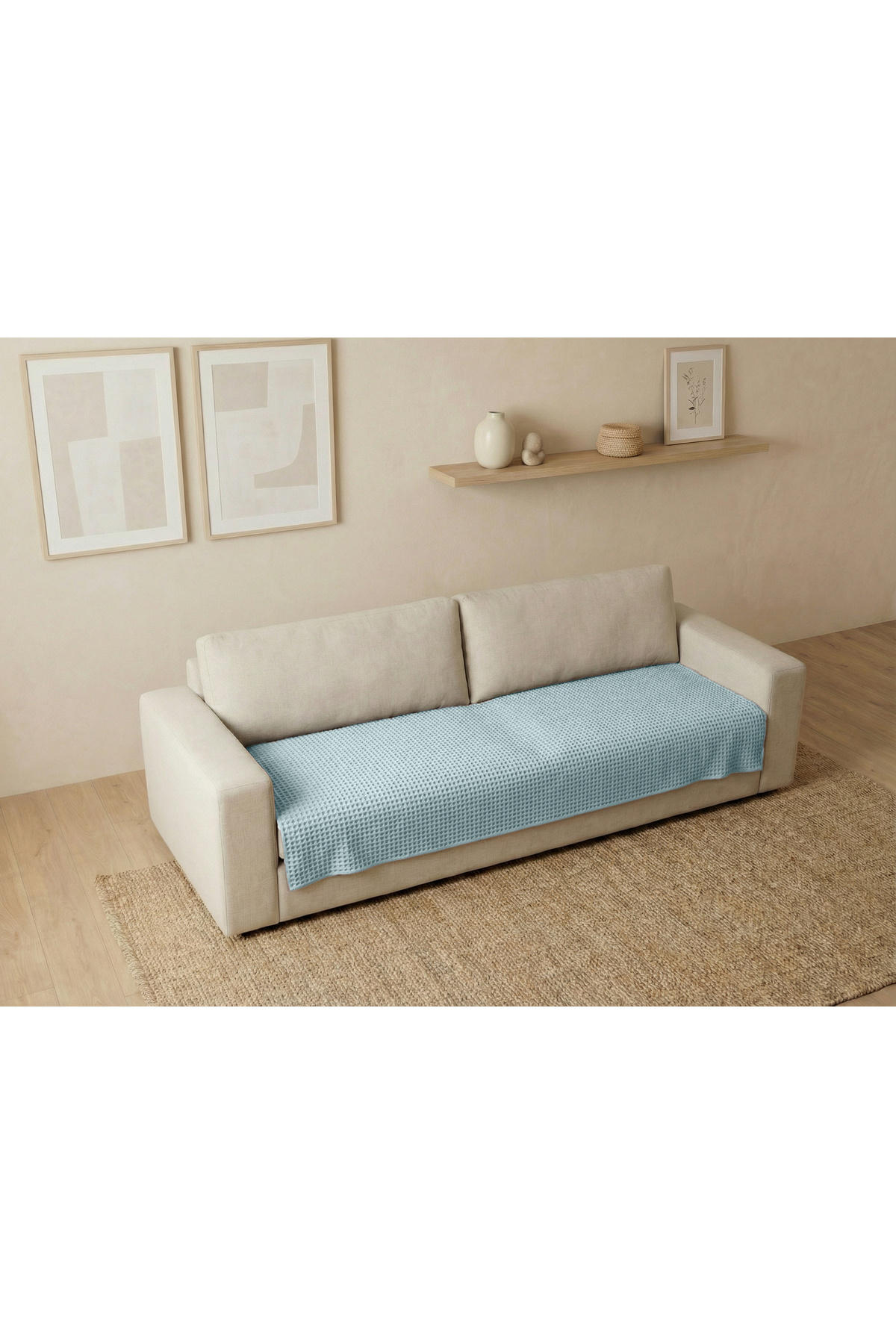 Waffle Pattern Unfringed Seat Cover/TV Blanket 100x200cm
