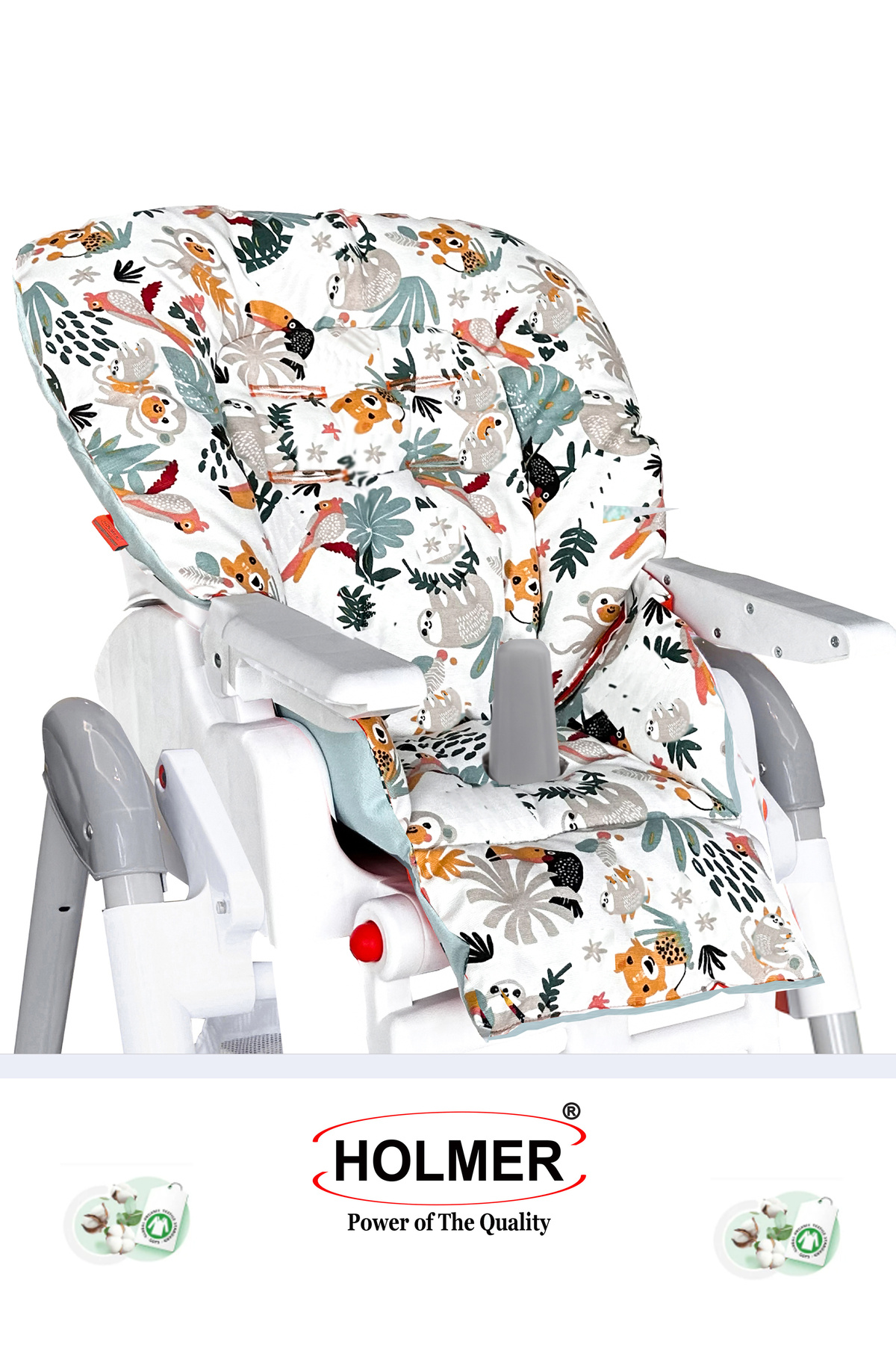 Holmer Leke Tutmaz Organik Mama Sandalyesi Minderi & Kılıfı Max-M Su Yeşili fotoğrafı 2 (önizleme)