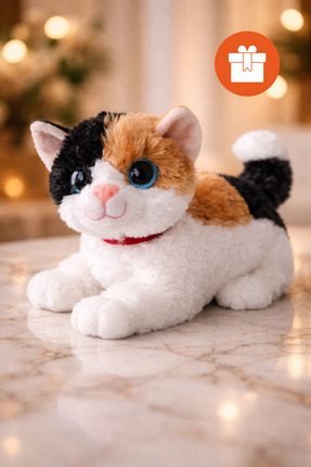 viyolmarketim Sesli Miyavlayan Peluş Kedi 30 cm – Kahverengi Yumuşak Peluş Oy...