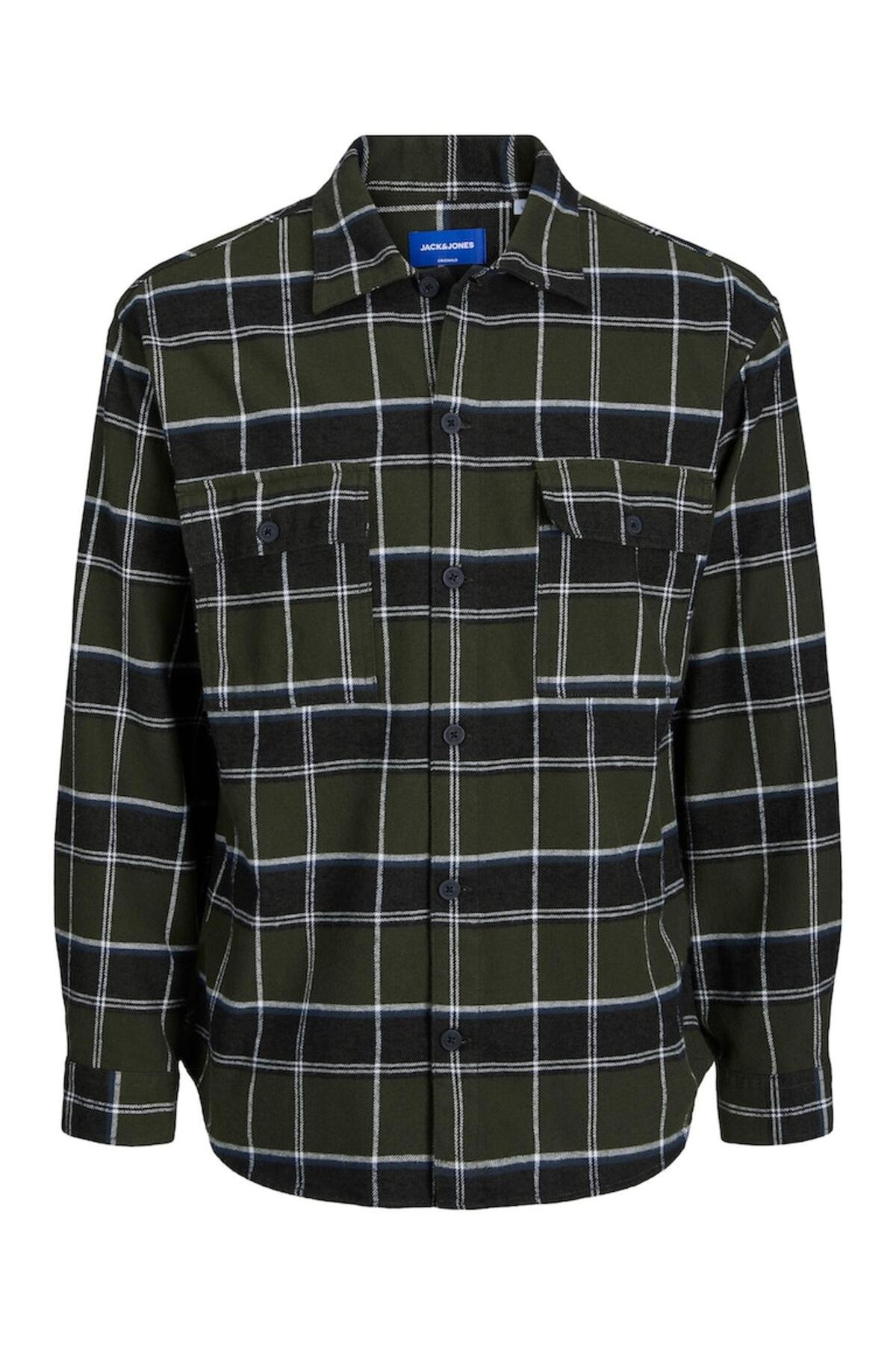 پیراهن مردانه آستین بلند خاکی رنگ جک اند جونز مدل 12245681 جک اند جونز پیراهن Jack & Jones