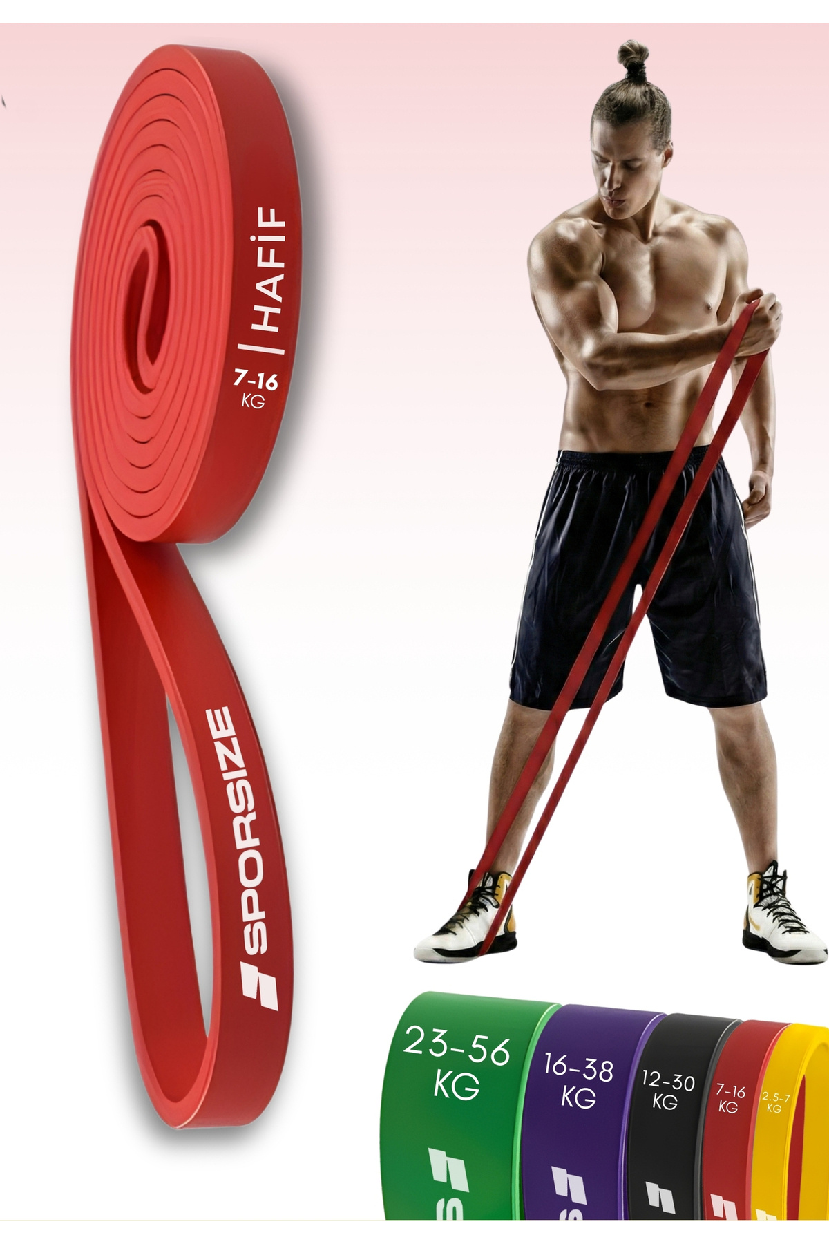 Sporsize 16 KG Direnç Lastiği Kas Geliştirme Fitness Crossfit Pilates Barfiks Bandı