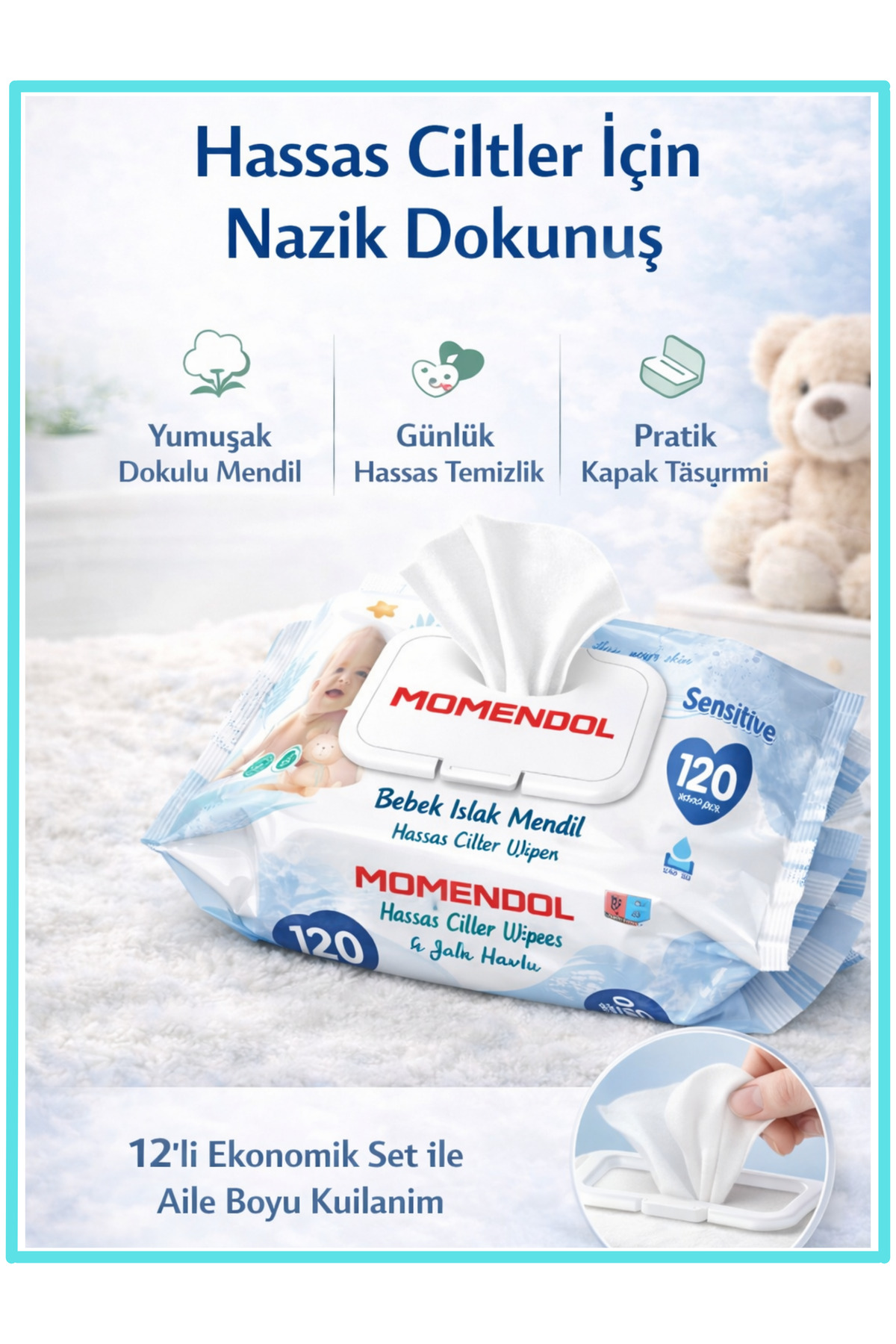 Shays Sağlık Momendol Islak Havlu 120li - 12 X 120li - 1440 Adet fotoğrafı 2 (önizleme)