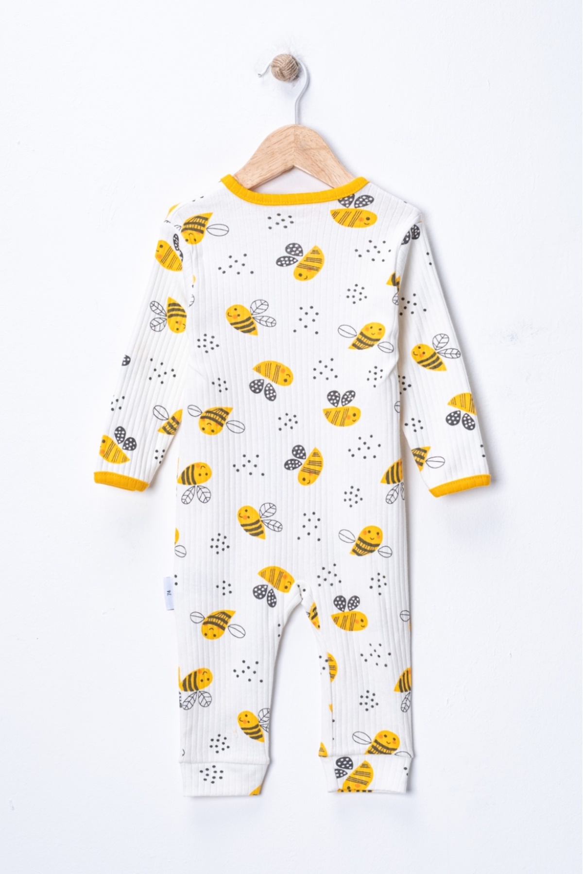 Mıdırık Unisex Kız Bebek %100 Pamuklu 9- 18 Ay Fermuarlı 3'lü Arı Desenli Manşetli Tulum Seti fotoğrafı 6 (önizleme)