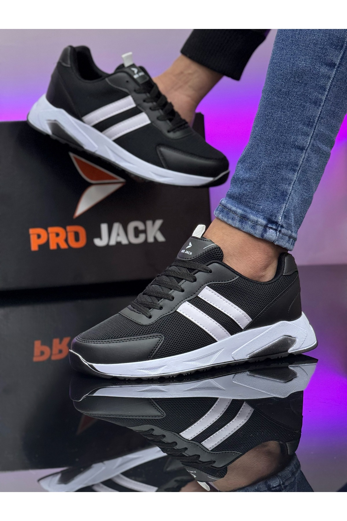 PRO JACK SİYAH BEYAZ ERKEK GÜNLÜK SNEAKER SPOR AYAKKABI görsel 4