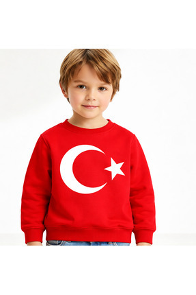Efendioğlu Design sweatshirt Ay Yıldız Bayrak Baskılı 23 Nisan Baskılı Pamukl...