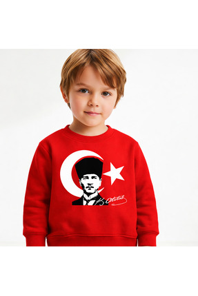 Efendioğlu Design Sweatshirt Atatürk Ve Bayrak Baskılı Imzalı 23 nisan Çocuk ...