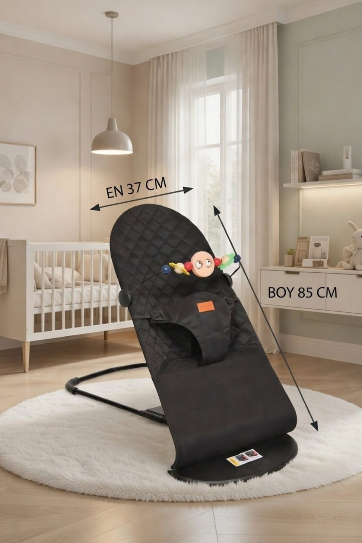 PURE & GLOW HOME Premium Cotton Üç Kademeli Sallanan Ana Kucağı Siyah fotoğrafı 6 (önizleme)