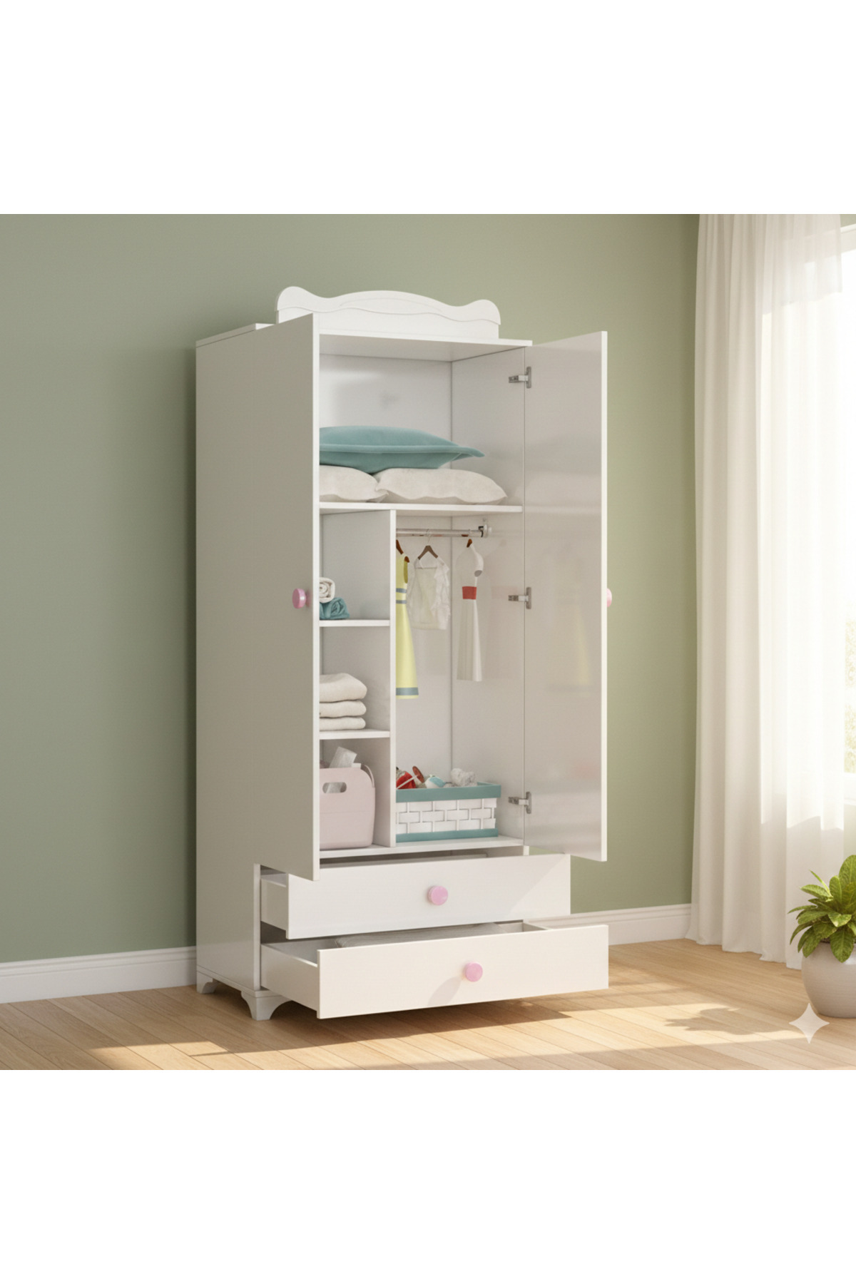 Patiko Furniture Patiko Sahra 058 2 Kapılı Dolap Pembe fotoğrafı 3 (önizleme)