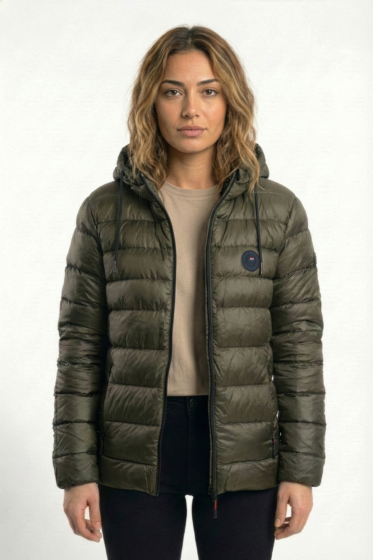 D1fference  Kadın Kışlık Şişme Mont Sıcak Tutan Dolgu İçi Astarlı Su İtici Rüzgar Geçirmez Kapüşonlu Spor Mont - Görsel 2