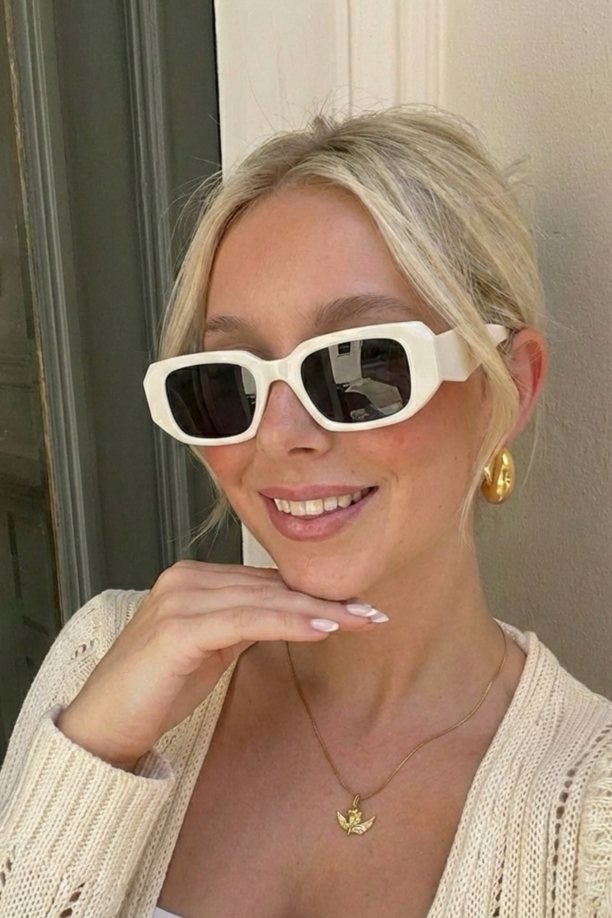 Eyesofia Rosa Unisex Lath Beyaz Güneş Gözlüğü görsel 2