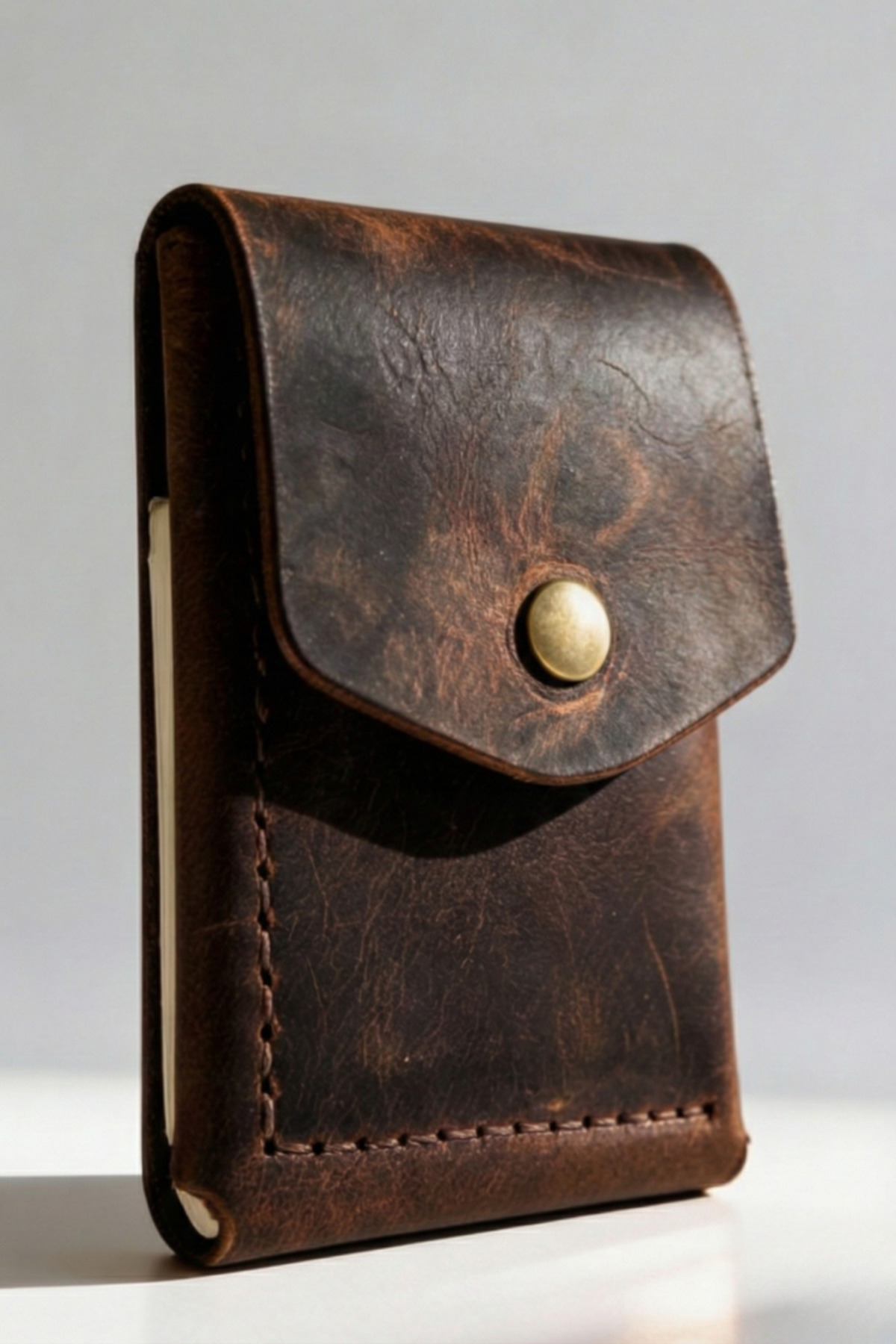 luvo  %100 Gerçek Deri Cüzdan | 3 Bölmeli 9 Kart Kapasiteli Minimal Cüzdan Hakiki Deri Kompakt Tasarım - Görsel 2