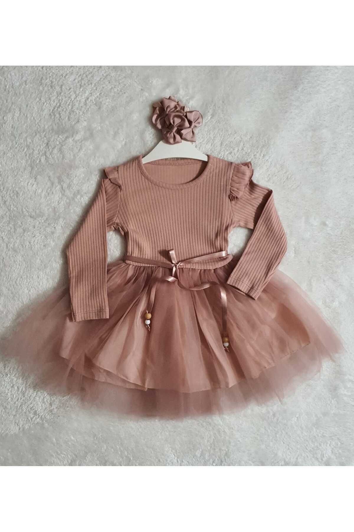 Retro Women Kız Çocuk Gül Kurusu Tül Pamuklu Uzun Kol Özel Gün Doğum Günü Abiye Hediye Günlük Prenses Elbise fotoğrafı 3 (önizleme)