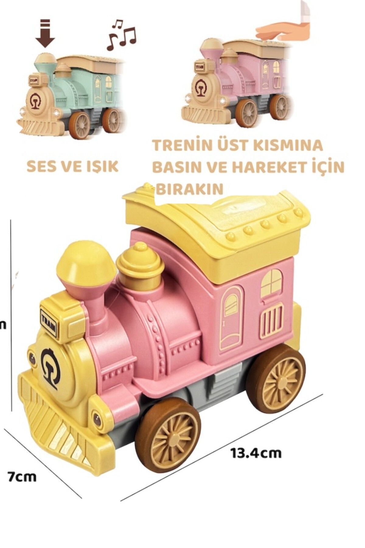 YILDIRIM OYUNCAK Pilli Sesli Işıklı ve Müzikli Bas Git Bebek Treni 13 cm fotoğrafı 2 (önizleme)