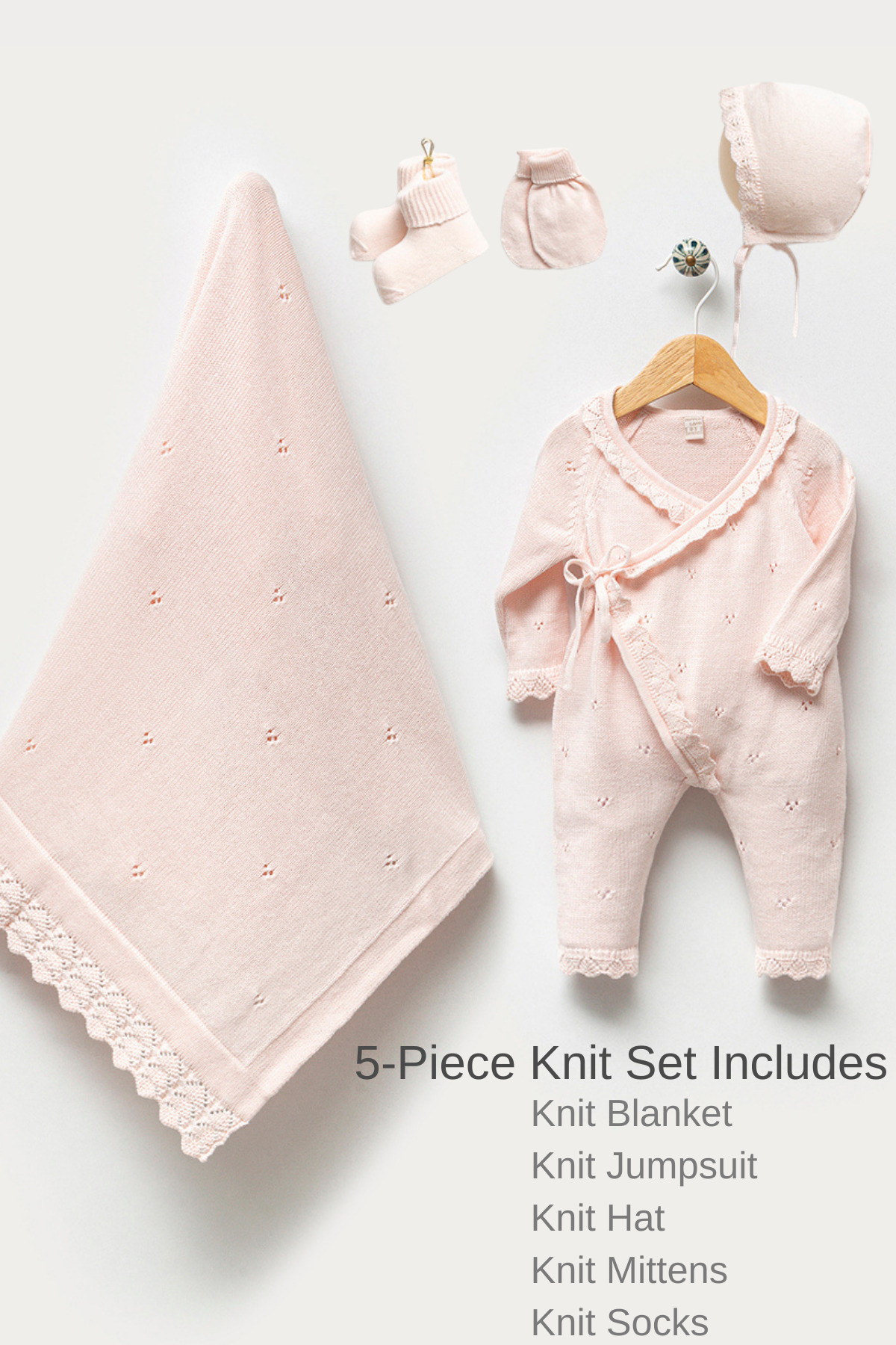 Naka Concept GRACE 5 Parça Kız Bebek Hastane Çıkış Seti – Premium Cotton Knit Newborn Set-Gift Ready fotoğrafı 3 (önizleme)