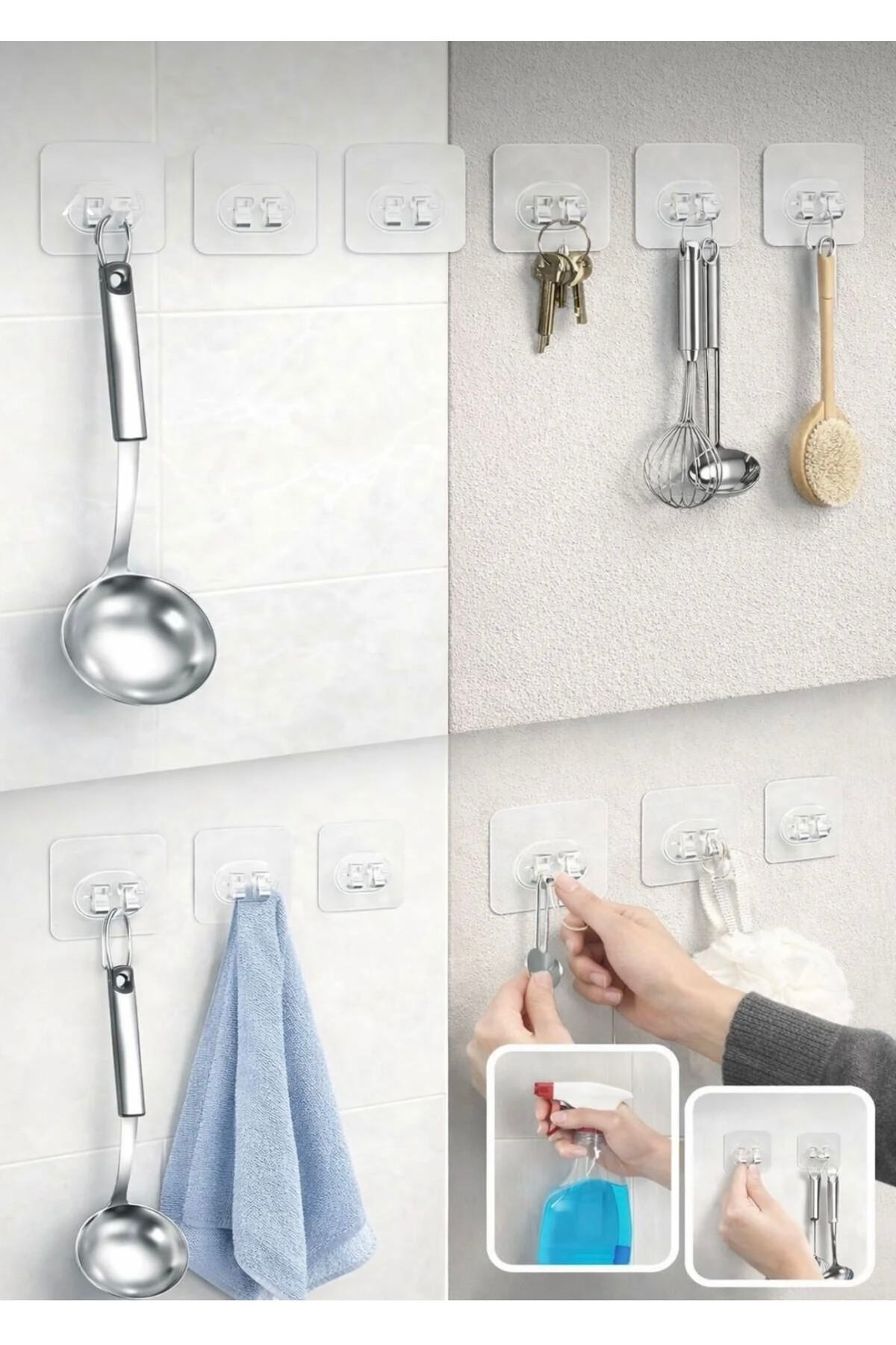 Strong Self Adhesive Hooks Corner Shelf Bathroom Shelf Shower Shelf Hook, Waterproof Hanger 20PCS