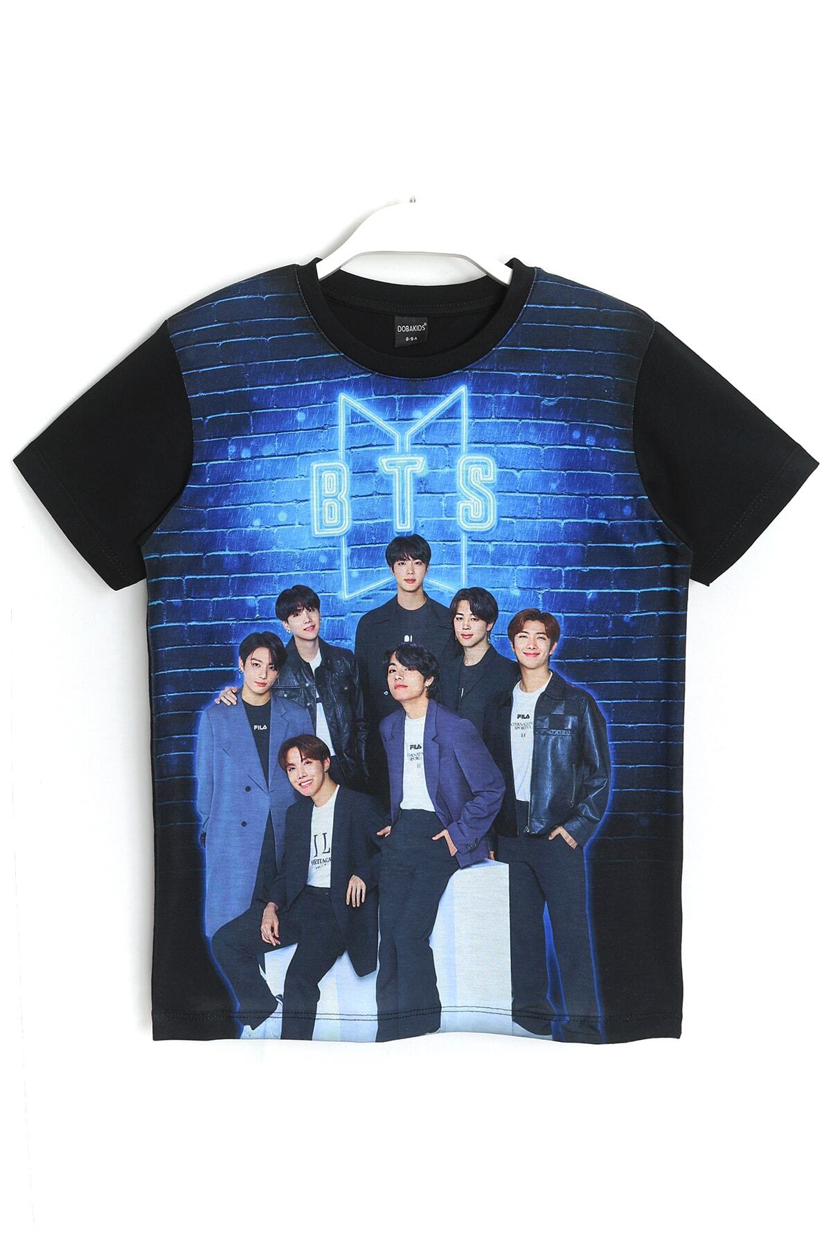 DobaKids Bts K-Pop Group 3D Printed Unisex Kids T-Shirt Black