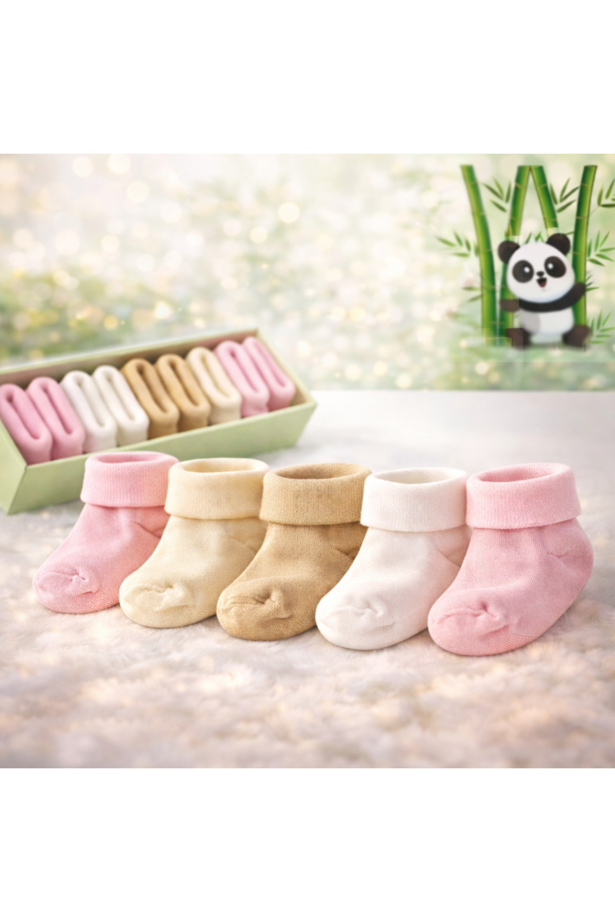 Novibaby 5'li Bambu Yenidoğan Bebek Çorap I Sweet I Kız Erkek Bebek Çorabı fotoğrafı 3 (önizleme)