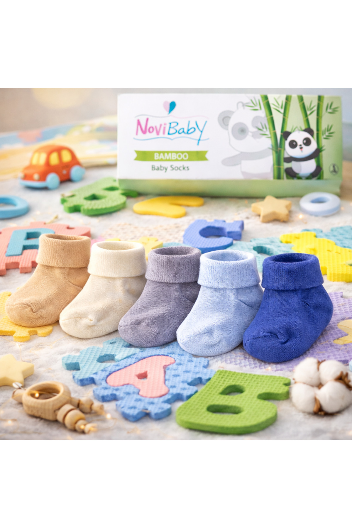 Novibaby 5'li Bambu Yenidoğan Bebek Çorap I Winter Boy I Kız Erkek Bebek Çorabı fotoğrafı 3 (önizleme)