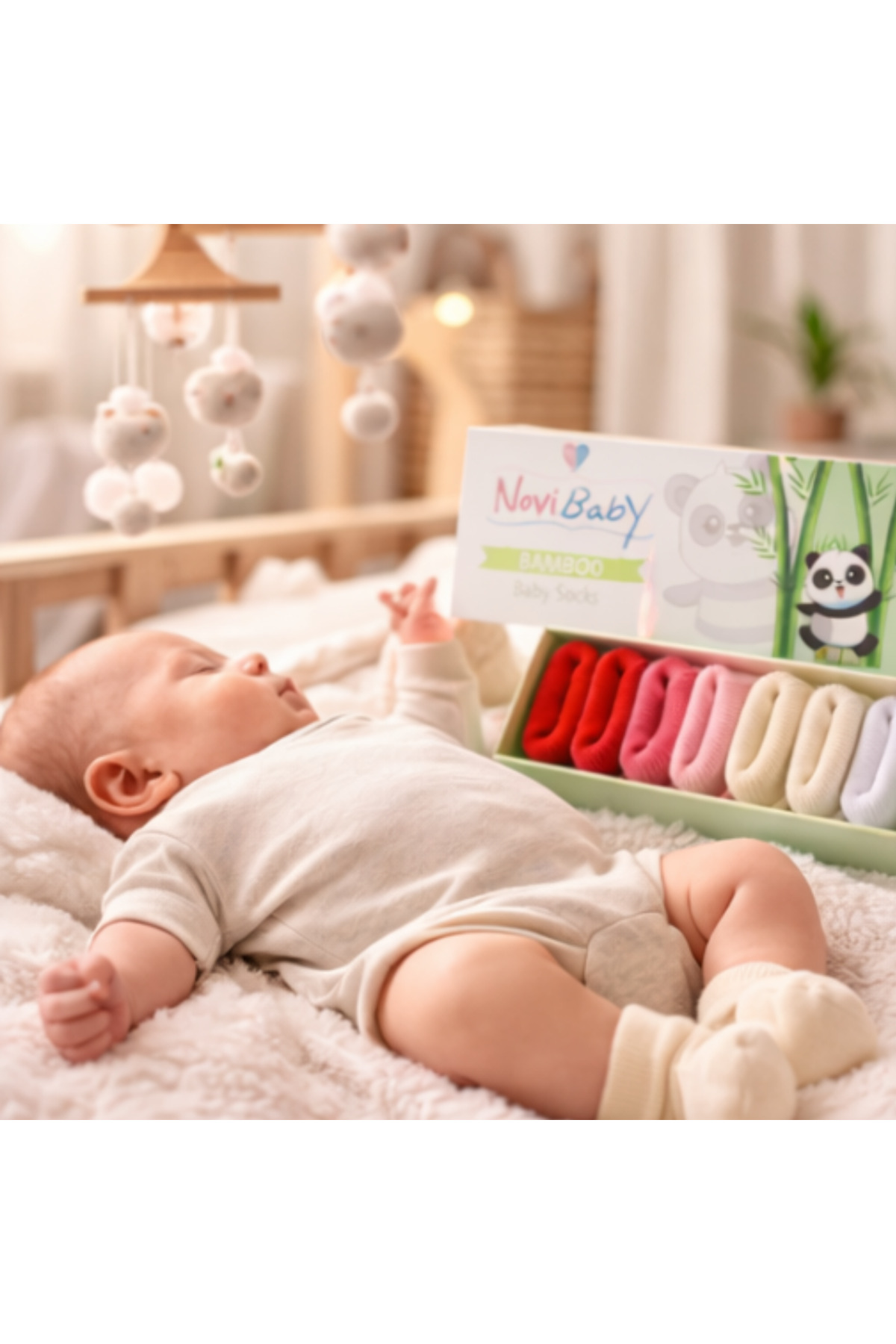 Novibaby 5'li Bambu Yenidoğan Bebek Çorap I Love I Kız Erkek Bebek Çorabı fotoğrafı 2 (önizleme)