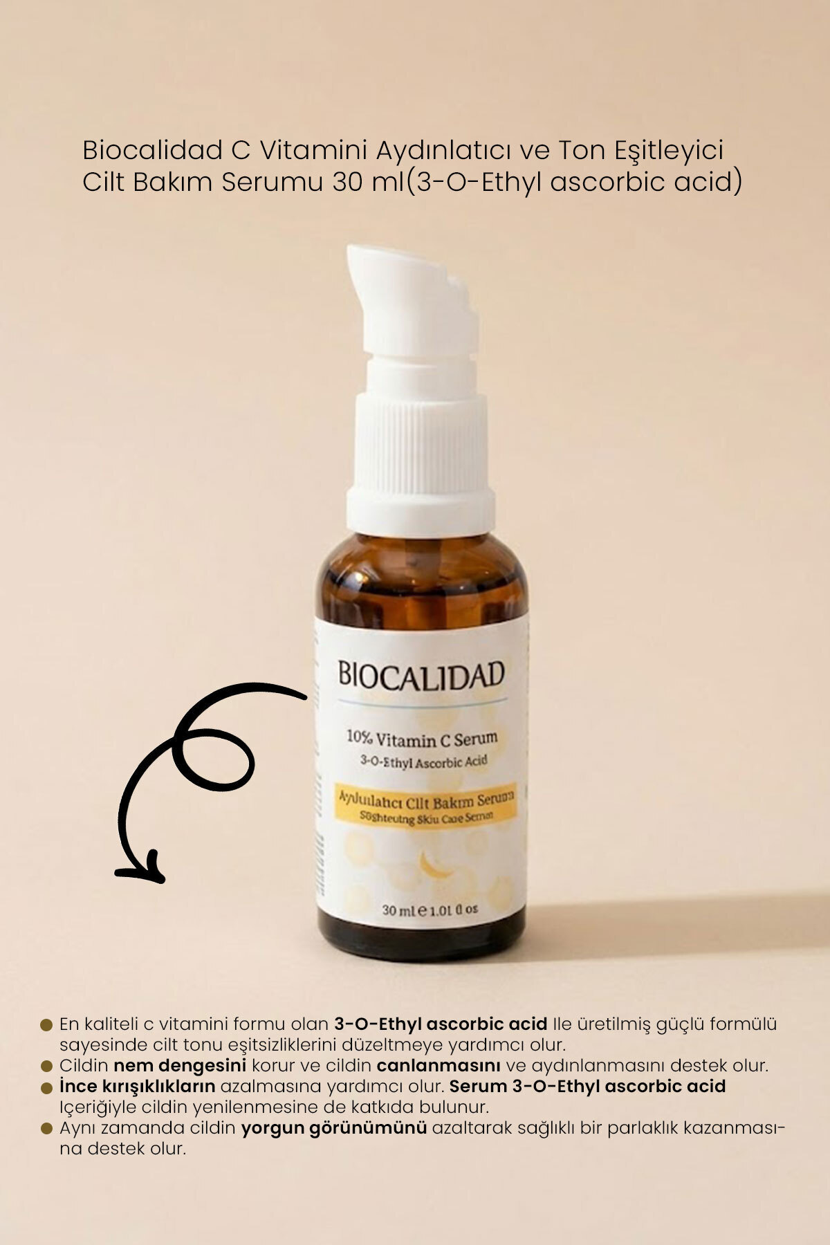 C Vitamini Aydınlatıcı ve Ton Eşitleyici Cilt Bakım Serumu 30 ml — cvitaimini — تصویر 3 از 4