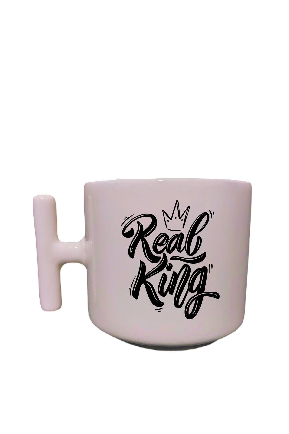 Real King Printed Cream T Handle Fun Printed Custom Design Mug Latte Cup