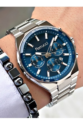 Ferrucci Function Takvimli Erkek Kol Saati 3 Atm Su Geçirmezlik Lacivert Kadran