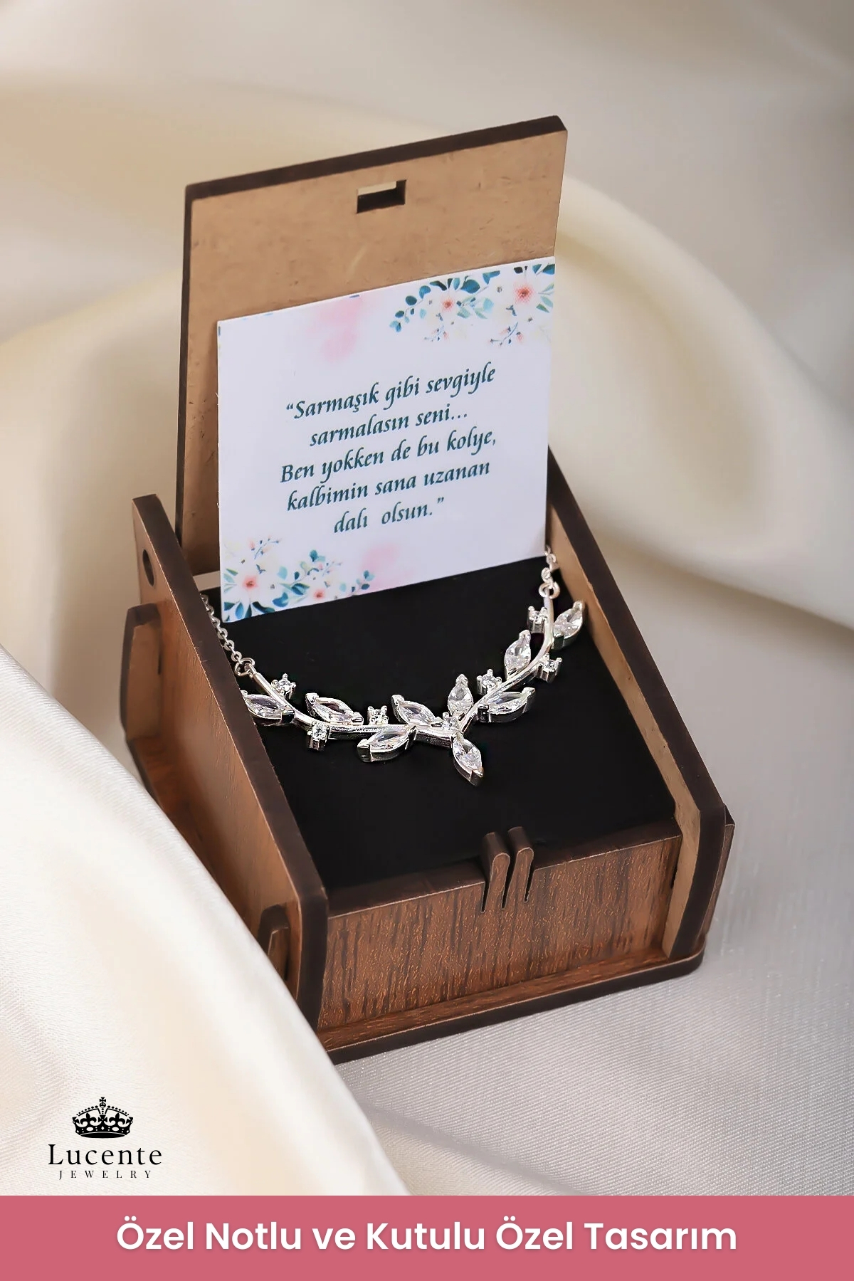 Lucente Jewellery Sarmaşık Aşk Şans Bereket Özel Tasarım 925 Ayar Hediyelik Mekik Taşlı Zarif Yaprak Dal Gümüş Sarmaşık Modeli 45 Cm Zincirli Kararma Karşıtı Rodyum Güçlendirmeli Küpe Hediyeli Şık Kadın Kolye görsel 5