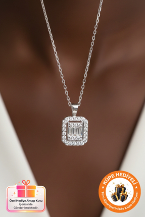 Lucente Jewellery 925 Ayar Hediye Kutulu Baget Taşlı Tek Taş Pırlanta Modeli ...