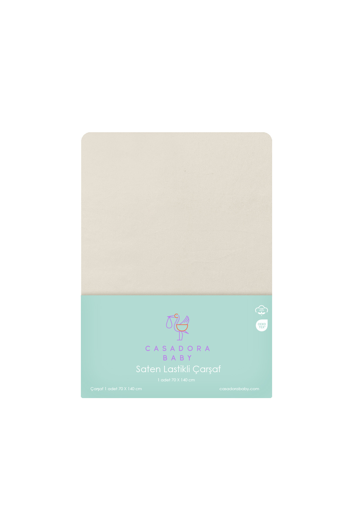 100% Cotton Satin Children's Elastic Bed Sheet 100 x 200 cm Beige