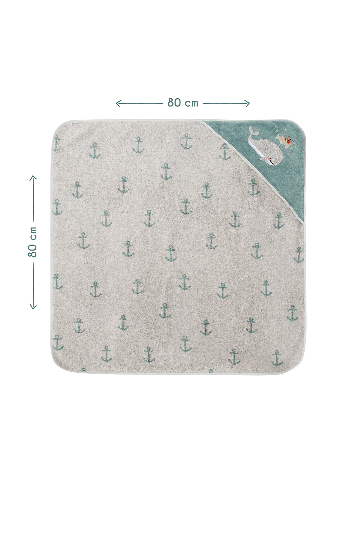 Casadora Baby Balina Desenli Velur Havlu ve Kundak Havlu  - 70x140cm + 80x80cm fotoğrafı 5 (önizleme)