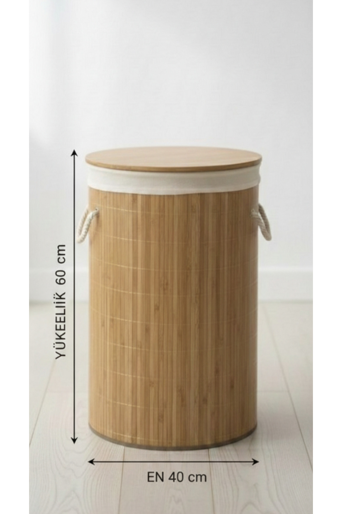 Bambu Kirli Çamaşır Sepeti Oval