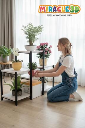 MİRACLE 3D Dekoratif 6 Raflı Metal Çiçeklik Saksı Standı Saksılık Çok Amaçlı
