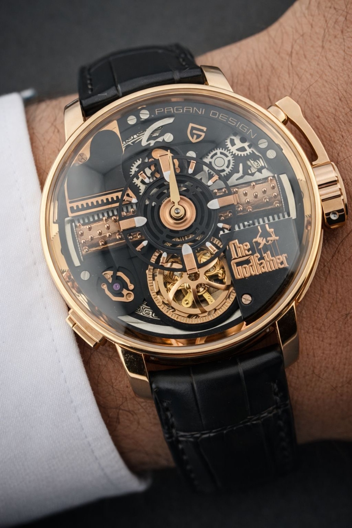 Pagani design Jacob & Co Opera Godfather Temalı Otomatik Mekanik Lüks Erkek Kol Saati