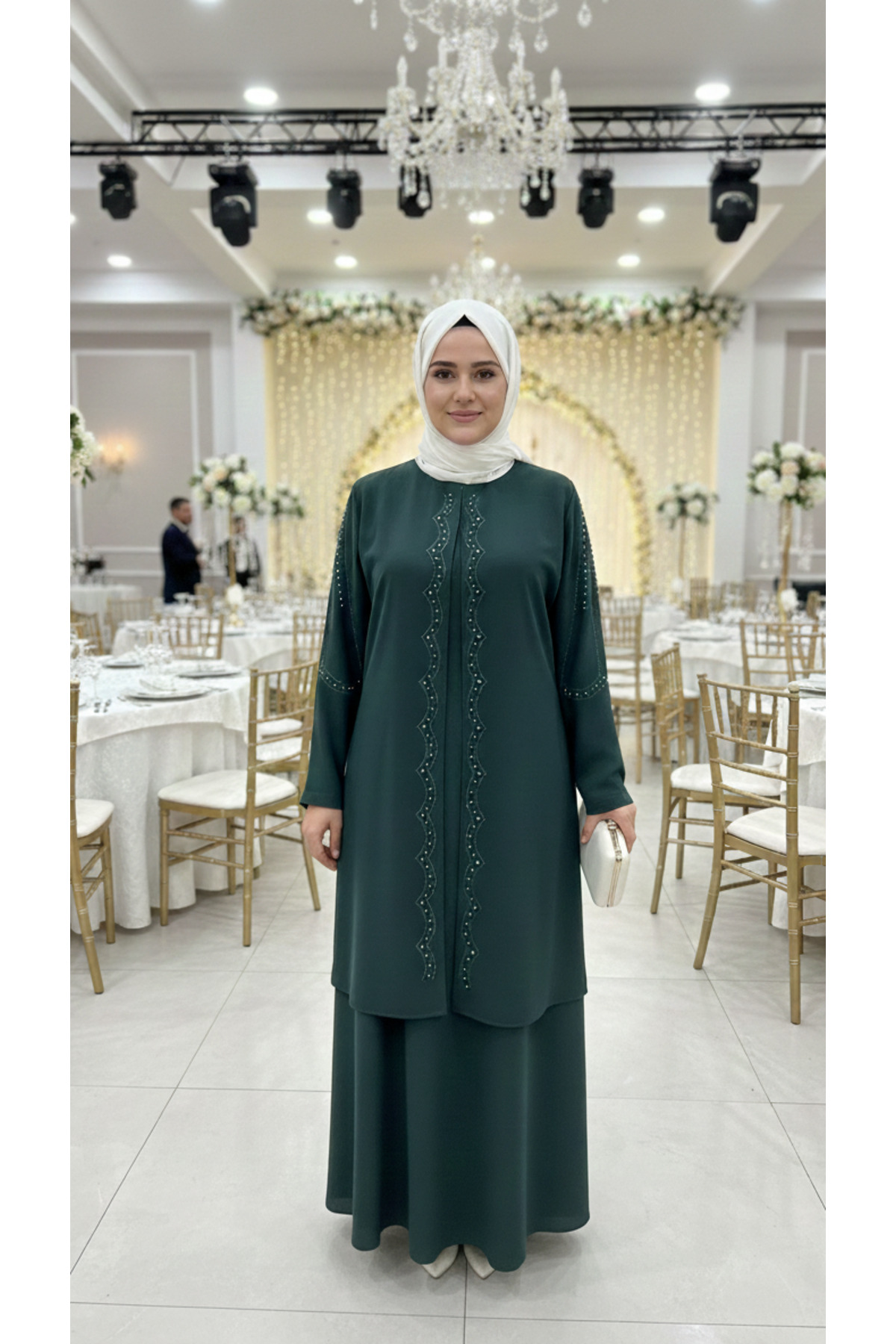 Plus Size Mother Dress with Fan Gemstone