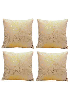 Bumedo Soho Kumaş Altın Varak Desenli Dekoratif 4'lü Kırlent Yastık Kılıfı Se...