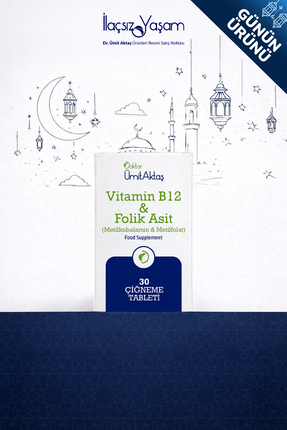 Dr. Ümit Aktaş Vitamin B12 & Folikasit - Aktif B9 - 30 Tablet