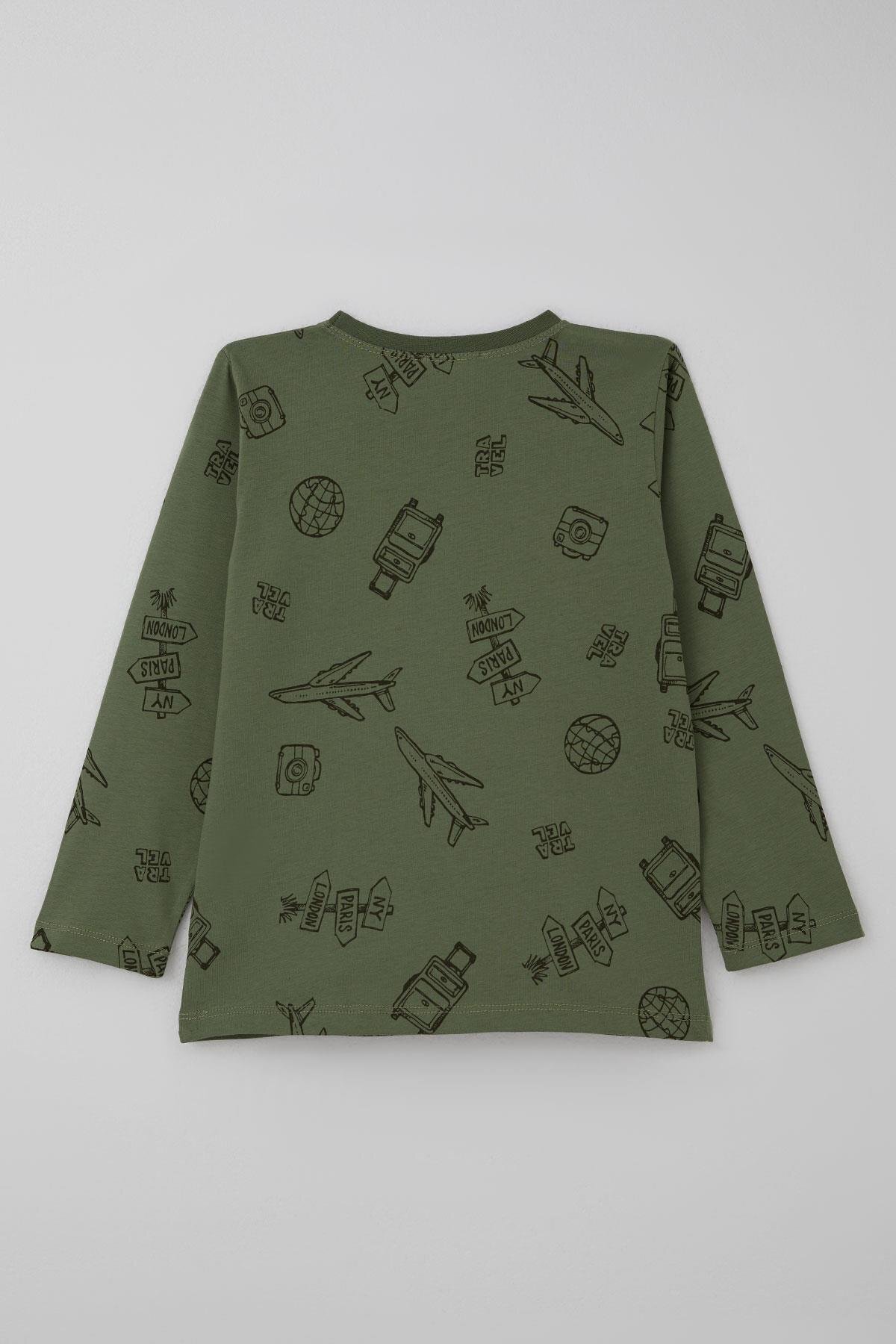 Breeze Erkek Çocuk Pijama Takımı Seyahat Temalı Dünya Gezgini 4-8 Yaş, Haki Yeşil fotoğrafı 7 (önizleme)