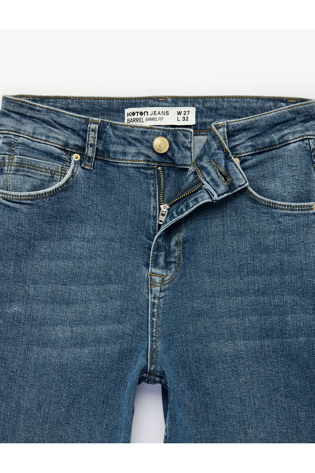 Koton Pamuklu Dar Kalıp Düğmeli İspanyol Paça Denim Pantolon - Flare Jeans görsel 8