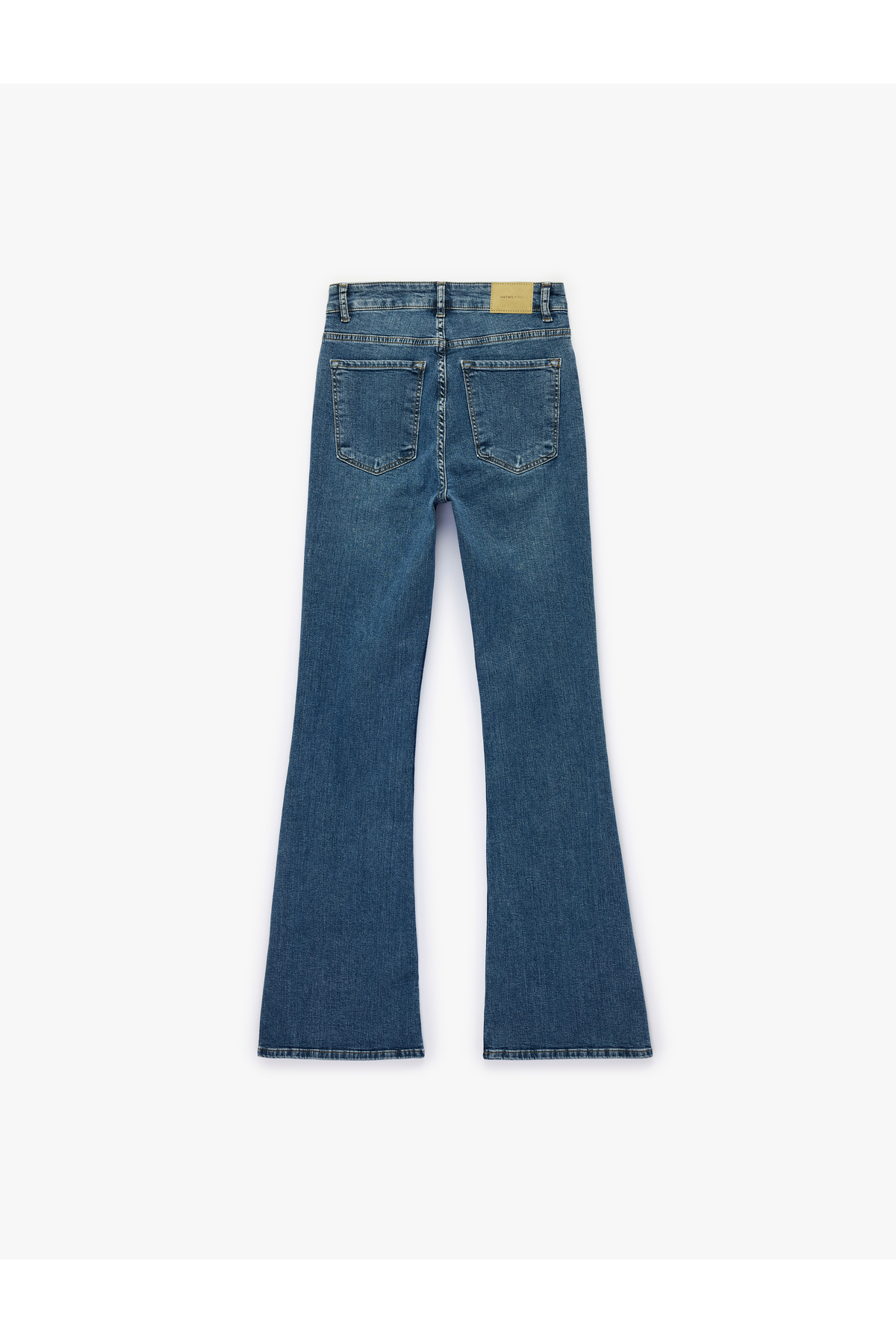 Koton Pamuklu Dar Kalıp Düğmeli İspanyol Paça Denim Pantolon - Flare Jeans görsel 7